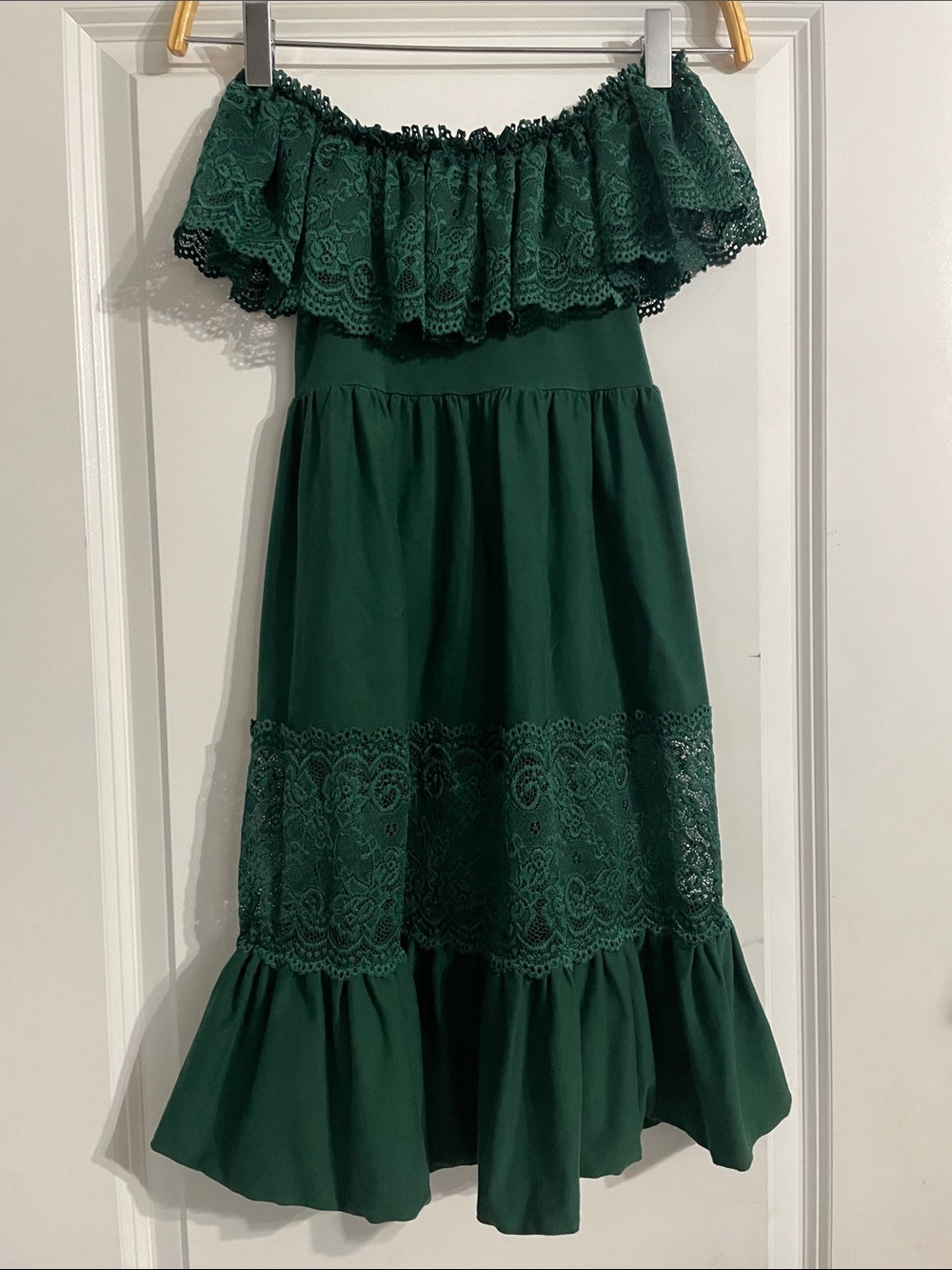 Baileys Blossoms Clara Cotton & Lace Flutter Maxi Dress In Green Size 3T